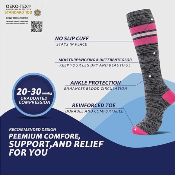 Colorful, Striped Compression Socks, 20-30mmHg compression (1 pair) - Picture 5 of 12